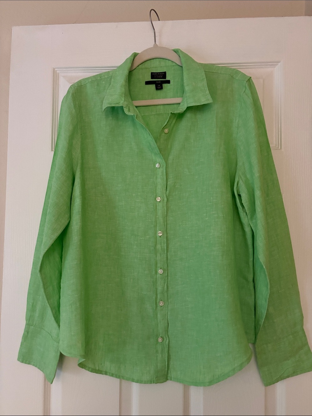 J. Crew Lime Green Linen Button-Down Shirt